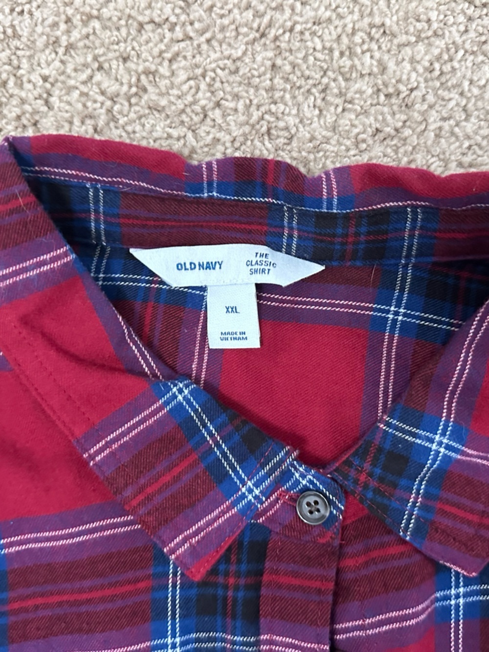 Old Navy Red and Blue Plaid Button-Up Shirt - Picture 3 of 4
